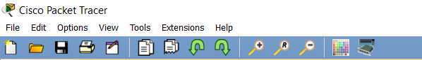 Cisco Packet Tracer top menu and toolbar