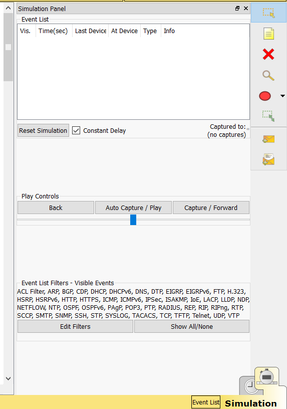 Cisco Packet Tracer simulation menu