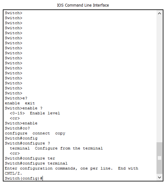 Using Cisco Contextual Help to perform a basic switch configuration