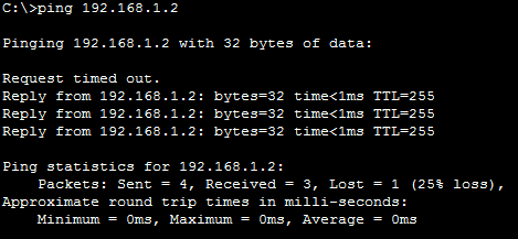 Ping a switch with an IP address on VLAN 1