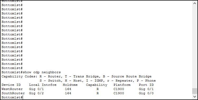 With show cdp neighbors, you can see specific interfaces for neighbors