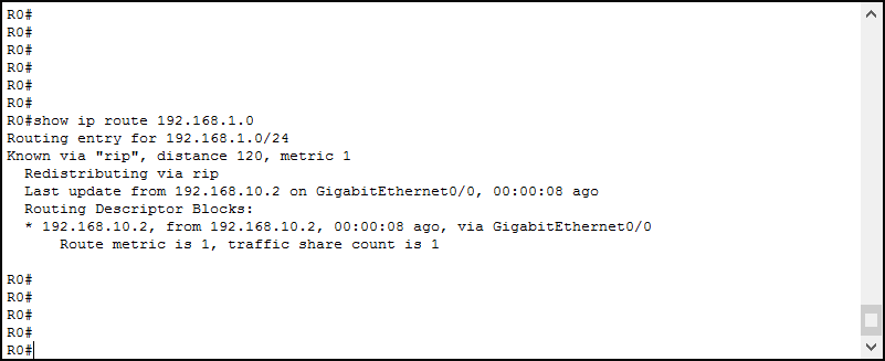 Use show ip route with target IP address to see more routing information