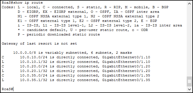 Router on a Stick Inter-VLAN Routing creates some routes automatically