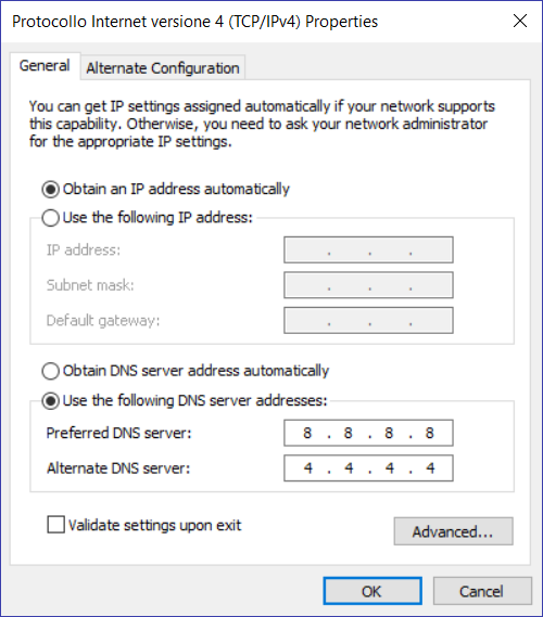 Modify interface settings on Microsoft Windows