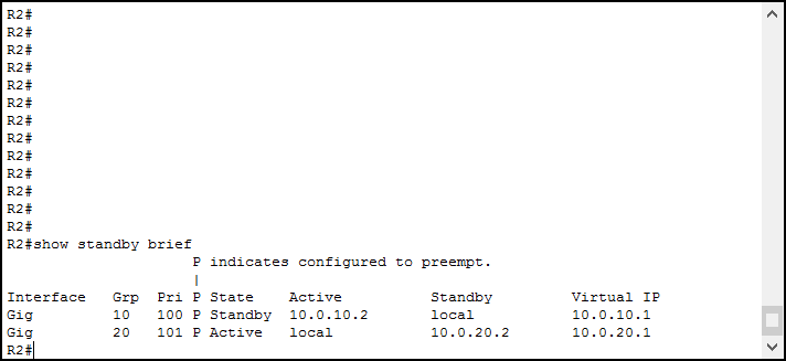 Use show standby breif to assess the overall configuration of your HSRP device