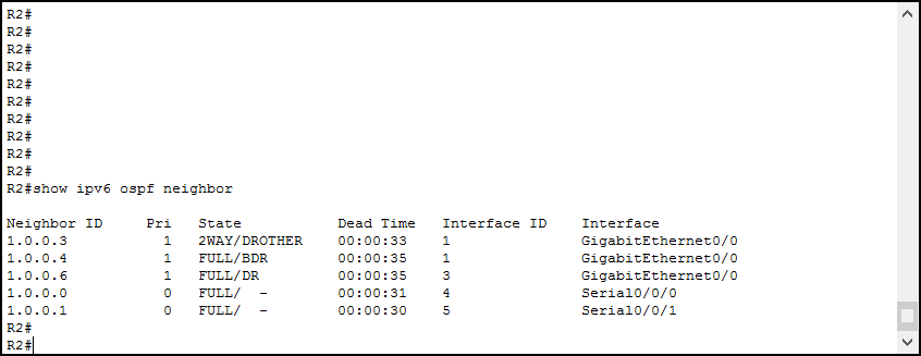 Use show ipv6 ospf neighbor to see the OSPFv6 or OSPFv3 neighbors on a Cisco router