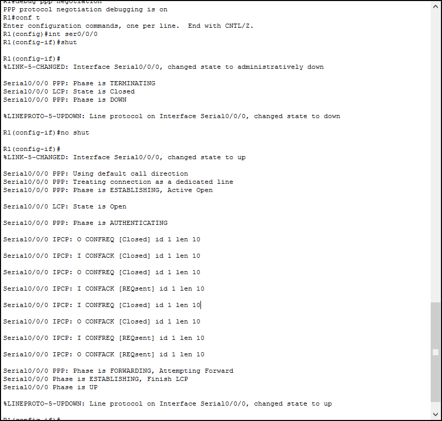 Use debug PPP negotiation to troubleshoot the neogitation of PPP on a serial link with Cisco routers