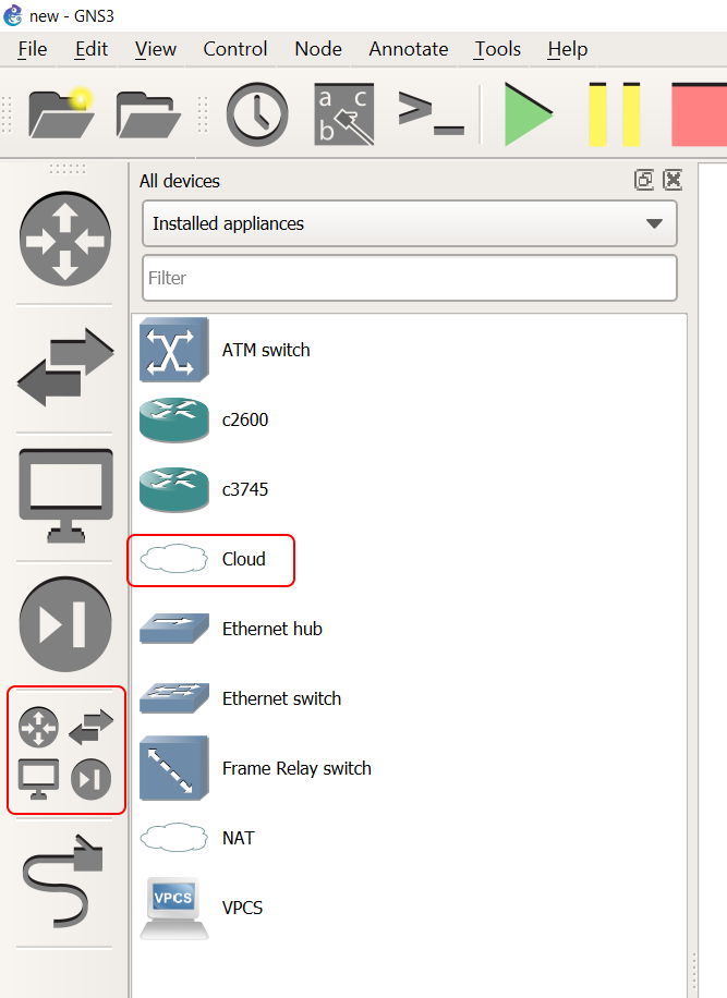 Add the cloud item in GNS3 to bridge it to your PC and thus to your SDN software