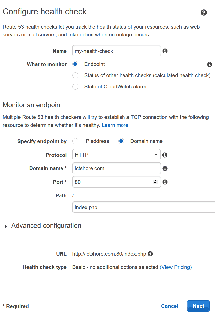 Configuring health checks allow you to implement dynamic DNS failover inside Route 53.