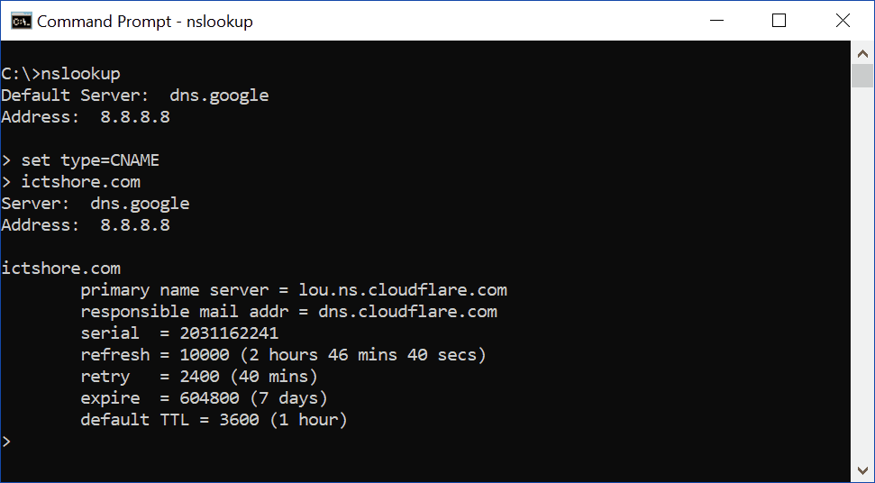 A DNS CNAME record allows you to translate a name with another name. In this image, we see several CNAME recors resolved with nslookup. Instead, a PTR record translates an IP address into a name.