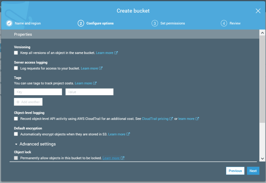 AWSS3 bucket configuration with versioning and tagging