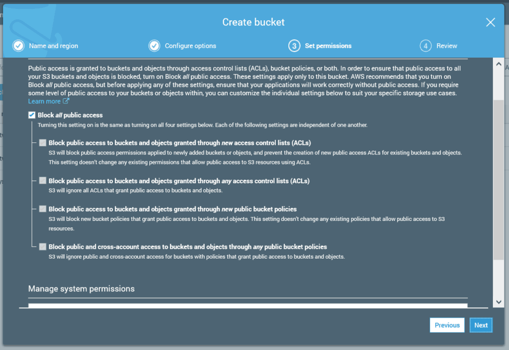 AWS S3 bucket permissions wizard