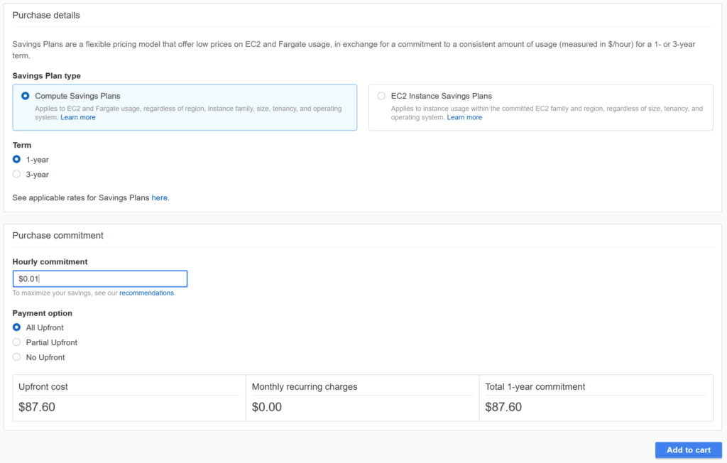 Compute Saving Plans are the most flexible way to optimize the costs in AWS