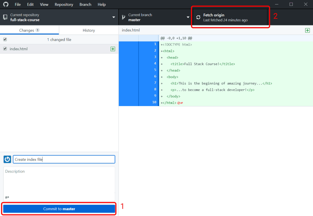 Commit and Push Origin to finish the setup of our Full Stack project