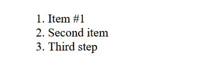 HTML Lists Tutorial: An ordered list can be makde with OL and LI tags, in this example using normal numbers