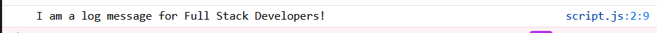 Full Stack Developer Tutorial: how to log a console message in Javascript from a variable