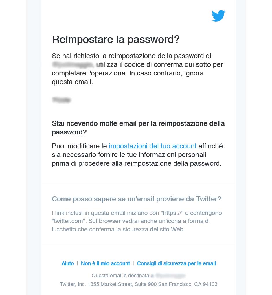 Original Twitter Password Reset Email