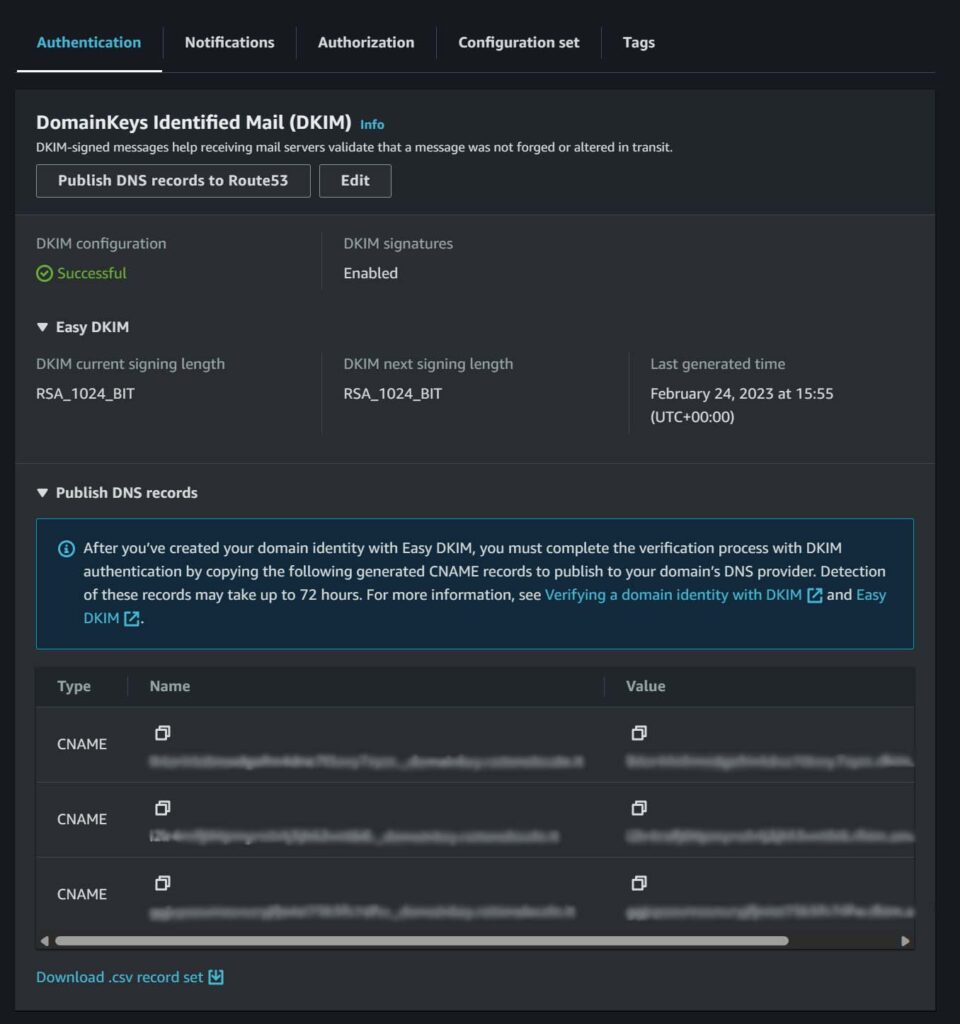 To enable email automation, you need to properly configure DKIM records in SES