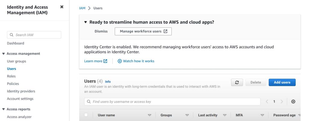 Add a user for your email automation inside AWS IAM