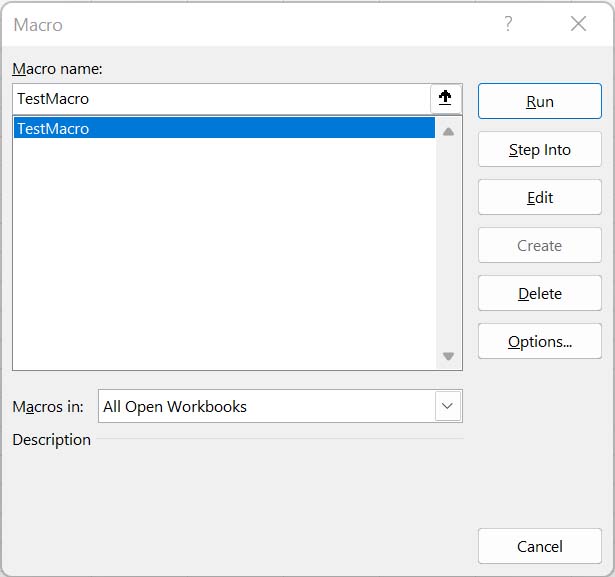 List of Macros in Excel