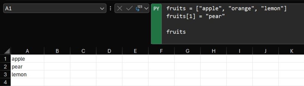 We can override the value of a single item in a list with the equal sign